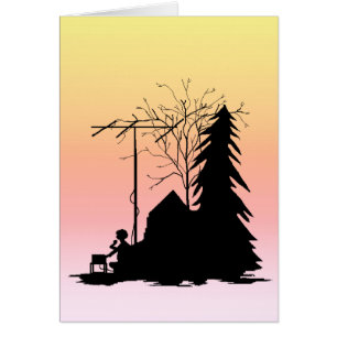 Ham Radio Operator Sunset Silhouette Card