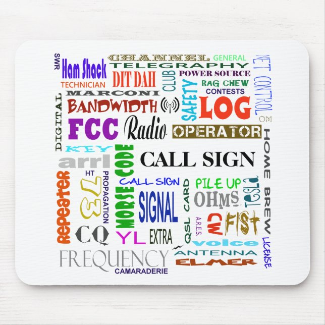Ham Radio Word Collage Mousepad Anpassen Sie es! (Vorne)