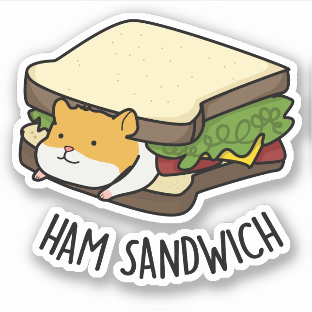 Ham Sandwich Funny Hamster Pun Aufkleber (Vorderseite)