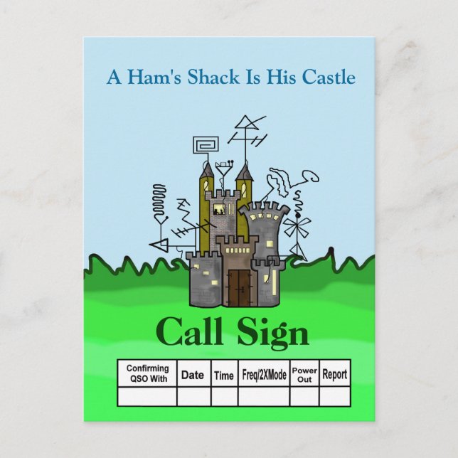 Ham Shack Castle Ham Radio QSL Karte Anpassen! (Vorderseite)