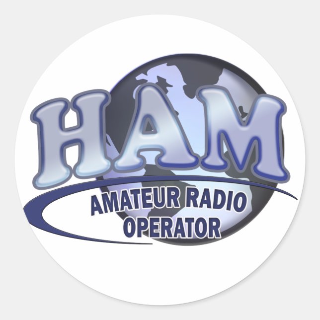 HAM WORLD LOGO Amateur Radio Runder Aufkleber (Vorderseite)