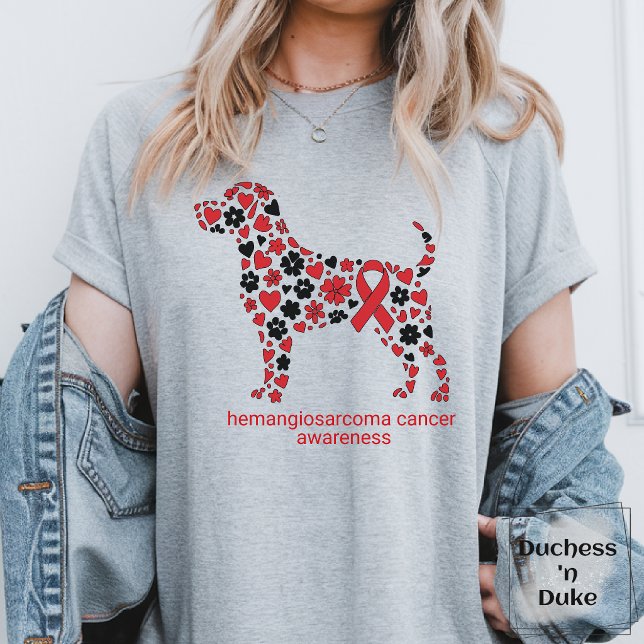 Hämangiosarkom-Bewusstsein rotes Band T-Shirt (Dog Hemangiosarcoma Awareness Red Ribbon T-Shirt)