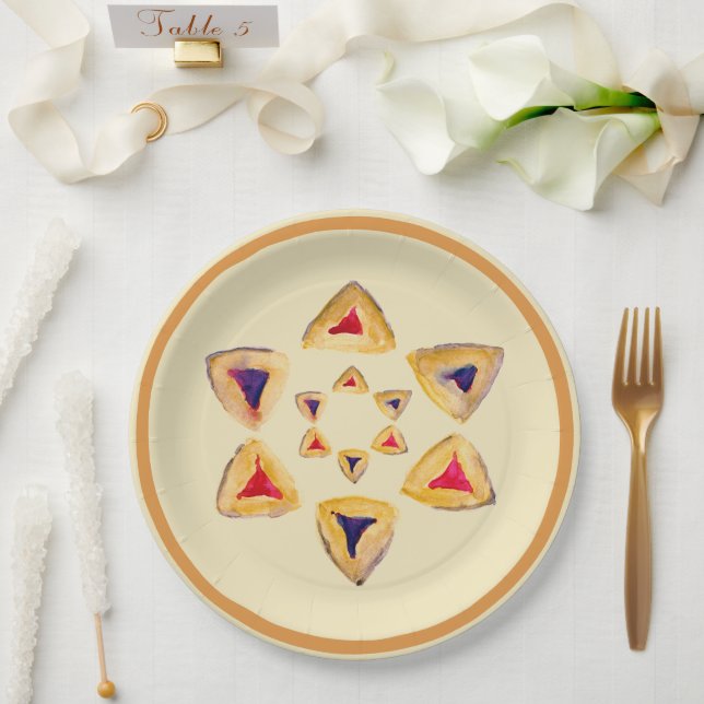 Hamantaschen Star Paper Plate für Purim Pappteller (Hochzeit)