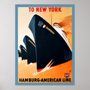 Hamburg 1927 zum New- Yorkschiffs-Plakat Poster