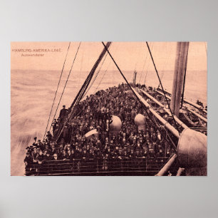 Hamburg Amerika Linie, Auswanderer Emigranten 1910 Poster