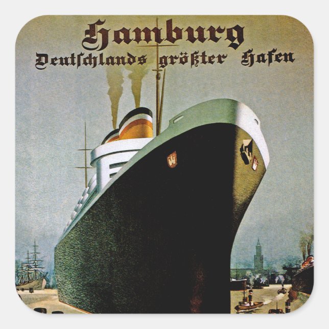 Hamburg-Amerika-Linie Quadratischer Aufkleber (Vorderseite)