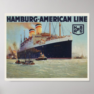 Hamburg-Amerika-Linie Vintage-Plakat 1925 Poster