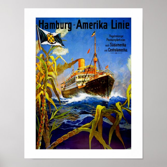 Hamburg Amerika nach Südamerika Poster (Vorne)