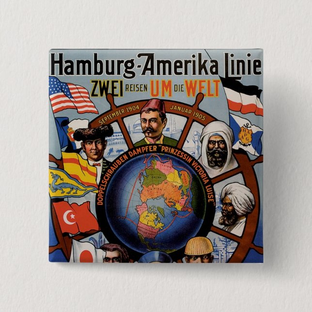Hamburg-Amerika-Poster Button (Vorderseite)