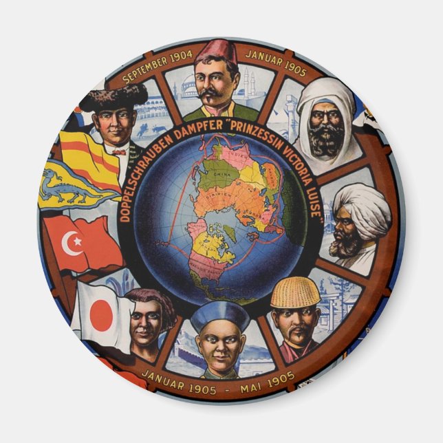 Hamburg-Amerika-Poster Magnet (Vorne)