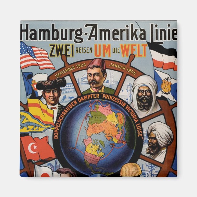 Hamburg-Amerika-Poster Magnet (Vorne)