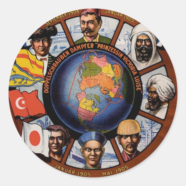 Hamburg-Amerika-Poster Runder Aufkleber (Vorderseite)