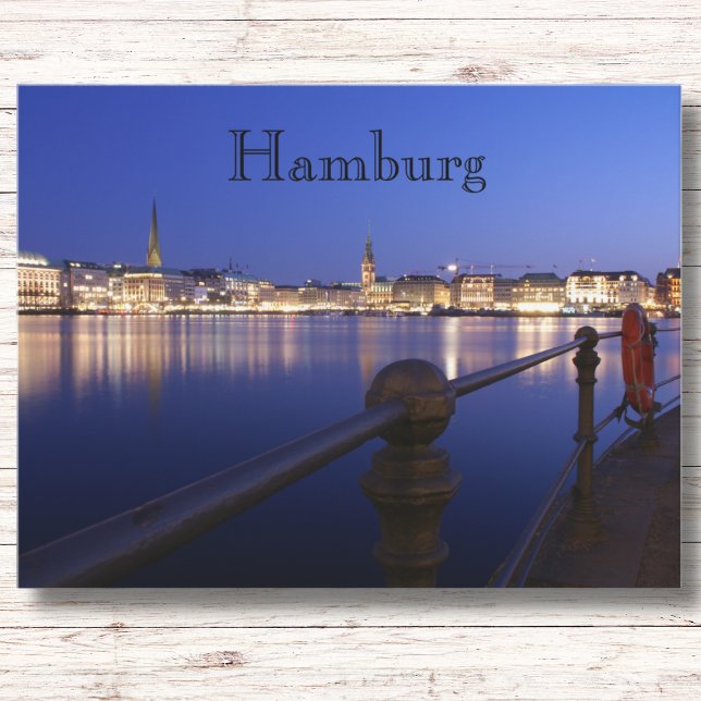 Hamburg Binnenalster blaue Stunde Postkarte (Von Creator hochgeladen)