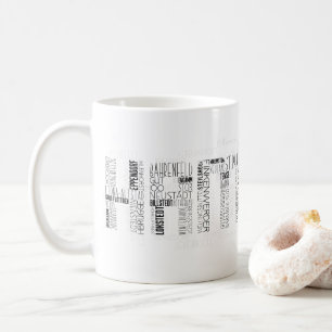 Hamburg Boroughs & Quarters Word Art Typografie Kaffeetasse