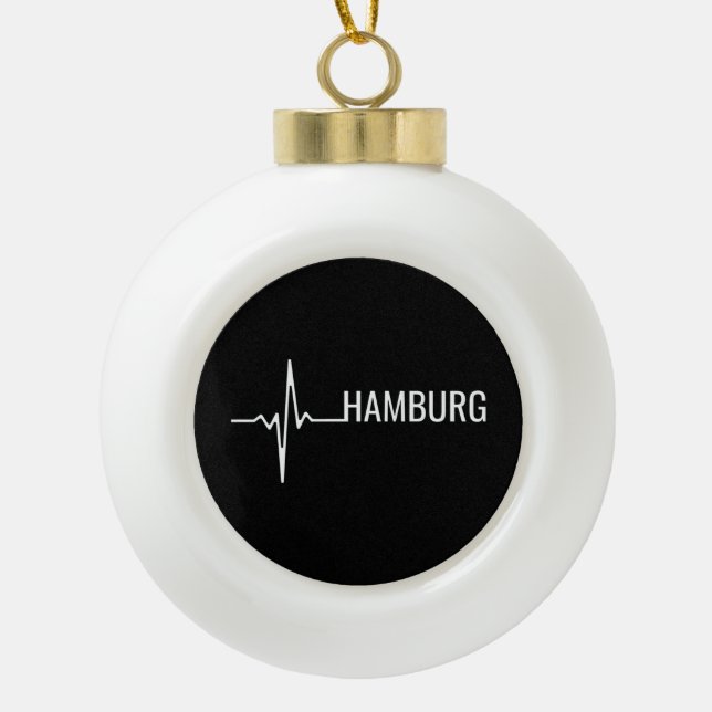 Hamburg City Heartbeat Keramik Kugel-Ornament (Vorderseite)