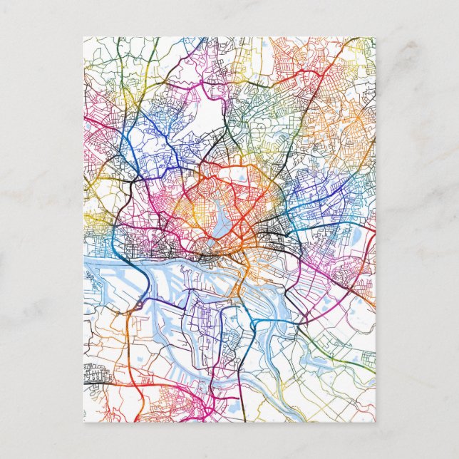 Hamburg City Map Postkarte (Vorderseite)