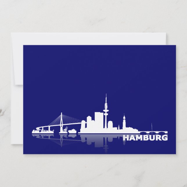 Hamburg City Skyline Karte /Klappkarte/Einfach (Vorderseite)