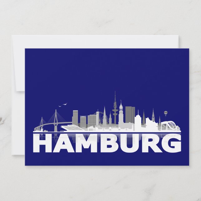Hamburg City Skyline Karte /Klappkarte/Einladung (Vorderseite)