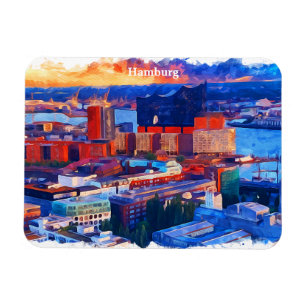 Hamburg Deutschland City View Wasserfarbe Magnet