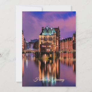 Hamburg, Deutschland in der Nacht Feiertagskarte