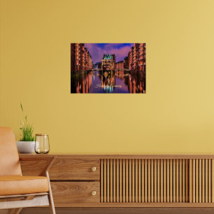 Hamburg, Deutschland in der Nacht Poster