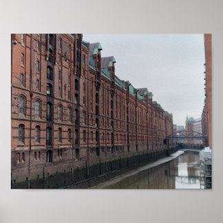 Hamburg Deutschland Kanal Lagerhäuser im Winter Poster