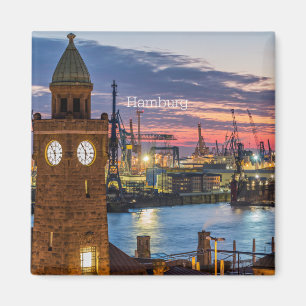 Hamburg, Deutschland - Panoramablick in der Dämmer Magnet