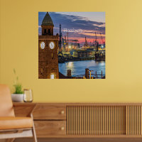 Hamburg, Deutschland - Panoramablick in der Dämmer