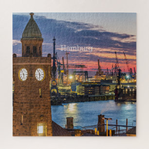 Hamburg, Deutschland - Panoramablick in der Dämmer Puzzle