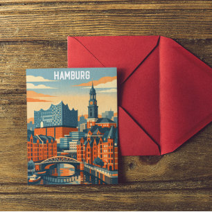 Hamburg Deutschland Reise Minimalist Hafen  Postkarte