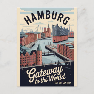 Hamburg Deutschland Retro-Silhouette Stadtansicht Postkarte