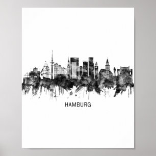 Hamburg Deutschland Skyline BW Poster