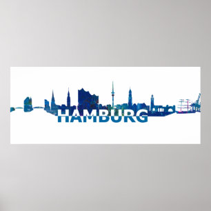 Hamburg Deutschland Skyline-Silhouette Poster