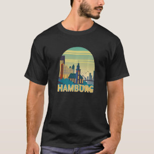 Hamburg Deutschland Skyline Silhouette Umriss Skiz T-Shirt