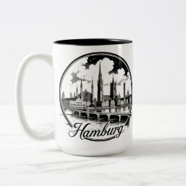 Hamburg Deutschland Skyline - Vintager Kreis Zweifarbige Tasse