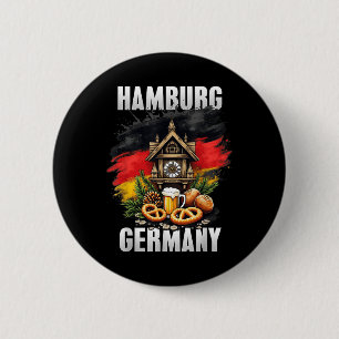 Hamburg Deutschland Souvenir German Flag Travel Button