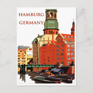 Hamburg, Deutschland, städtischer Hafen und Häuser Postkarte