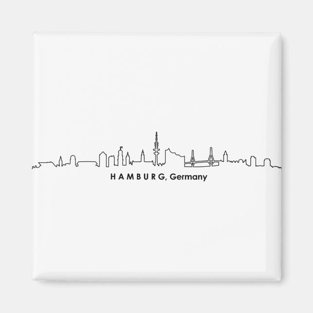HAMBURG Elbe Deutschland City Skyline Silhouette Magnet (Vorne)