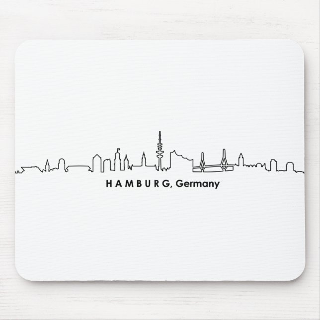 HAMBURG Elbe Deutschland City Skyline Silhouette Mousepad (Vorne)