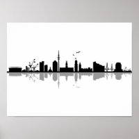 HAMBURG Elbe Deutschland City Skyline Silhouette