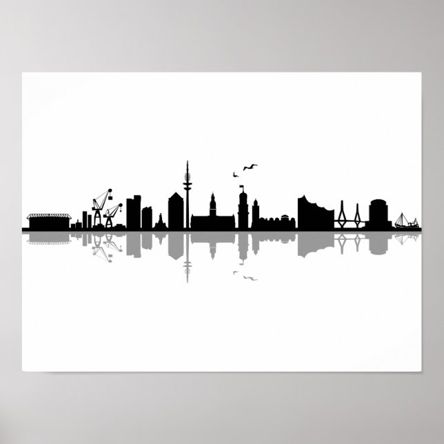 HAMBURG Elbe Deutschland City Skyline Silhouette Poster (Vorne)