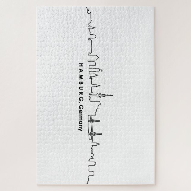HAMBURG Elbe Deutschland City Skyline Silhouette Puzzle (Vertikal)