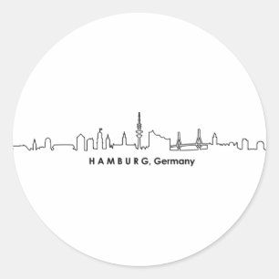 HAMBURG Elbe Deutschland City Skyline Silhouette Runder Aufkleber