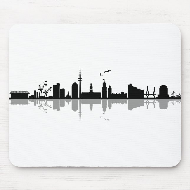 HAMBURG Elbe Deutschland Skyline-Silhouette Mousepad (Vorne)