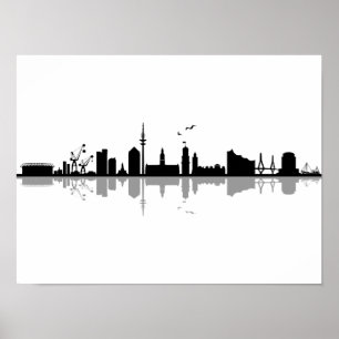 HAMBURG Elbe Deutschland Skyline-Silhouette Poster
