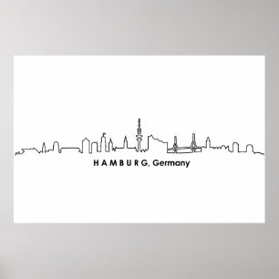 HAMBURG Elbe Deutschland Skyline-Silhouette Poster