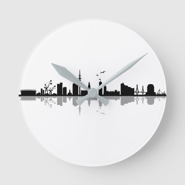 HAMBURG Elbe Deutschland Skyline-Silhouette Runde Wanduhr (Vorderseite)