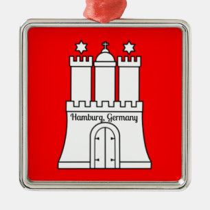 Hamburg-Flagge Silbernes Ornament