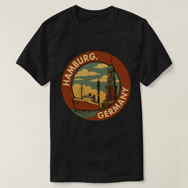 Hamburg German Port City T-Shirt (Design vorne)