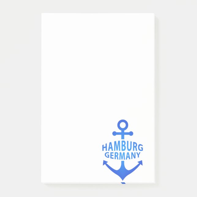 Hamburg Germany Blue Anchor Design Post-it Klebezettel (Vorderseite)